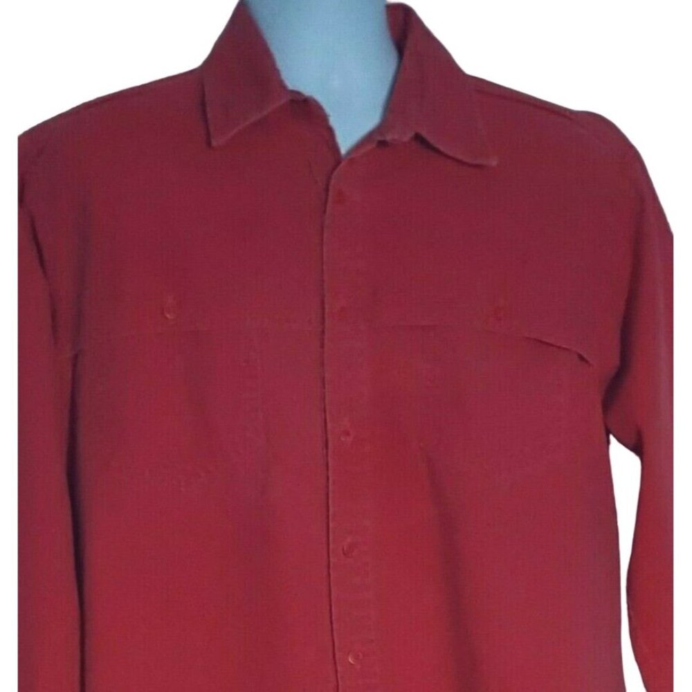 Cowboys Only Denim Shirt Mens L Long Sleeve Button Red Cape Rockabilly USA Vtg - Picture 2 of 8